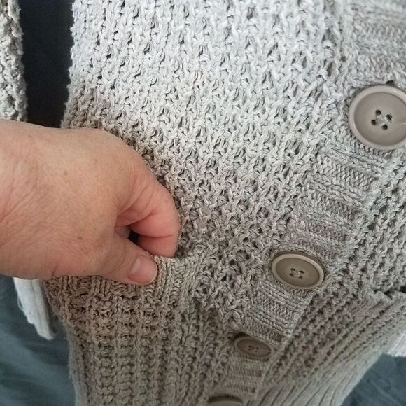 American Eagle Outfitters XS Oatmeal Beige Cardigan Longline Pockets Cotton XS - Picture 10 of 13